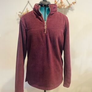 London Fog Burgundy Zip Up Sherpa Lined Pull Over Sweater with High Collar